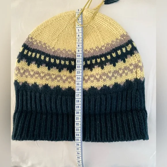 NWT BURBERRY FAIR ISLE BEANIE HAT CASHMERE / WOOL - GREEN  display picture 3